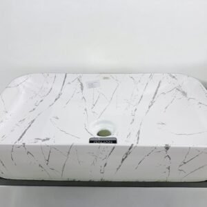 Marble-Pattern Rectangular Above-Counter Vessel Sink