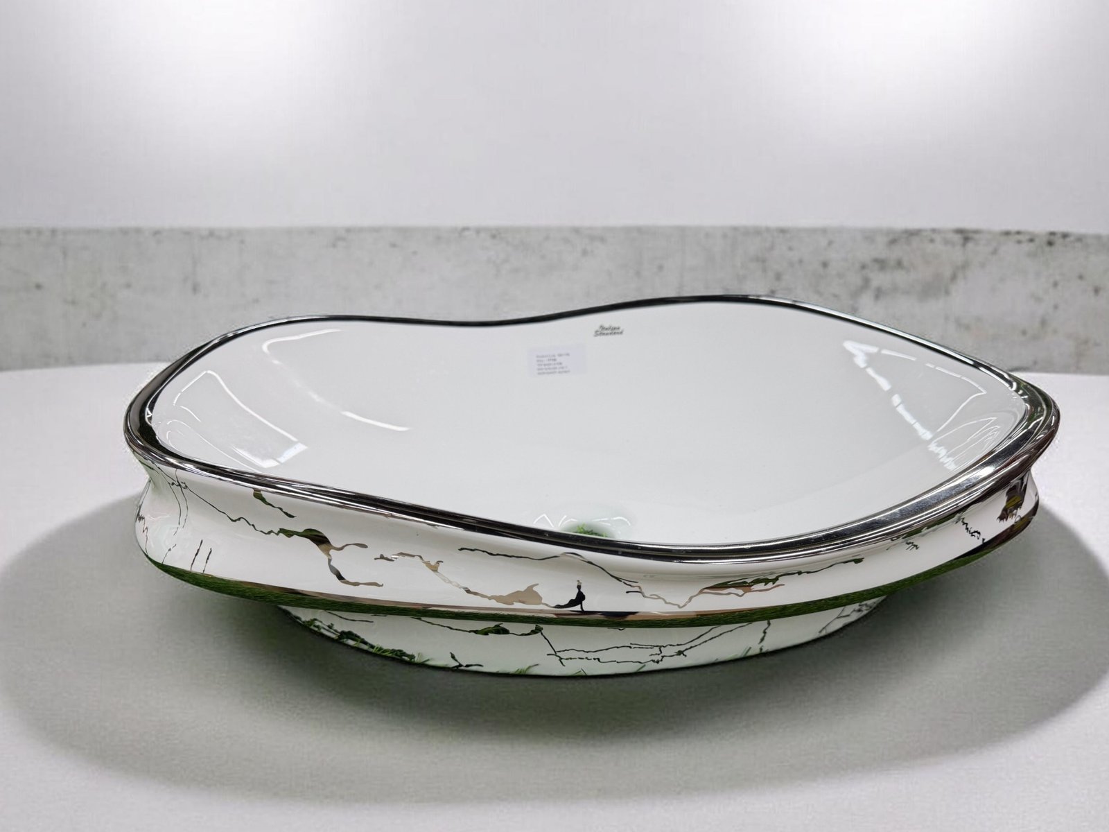 Organic-Shaped Ceramic Vessel Sink with Marble Pattern Finish